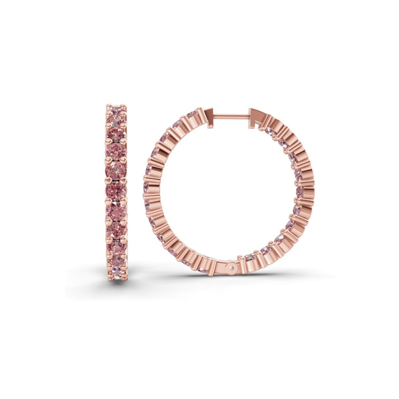 9ct Rose Gold Meara Round Lab Diamond Hoop Earrings (1 Ct. Tw.) standing product image one