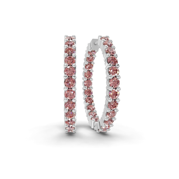 Platinum Meara Round Lab Diamond Hoop Earrings (4 Ct. Tw.) front image