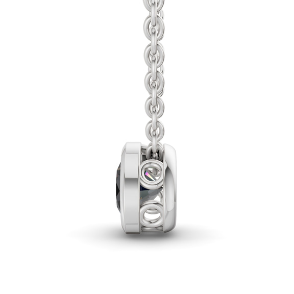 9ct White Gold Agustina Round Bezel Lab Diamond Solitaire Necklace (1/2 Ct. Tw.) side right image one