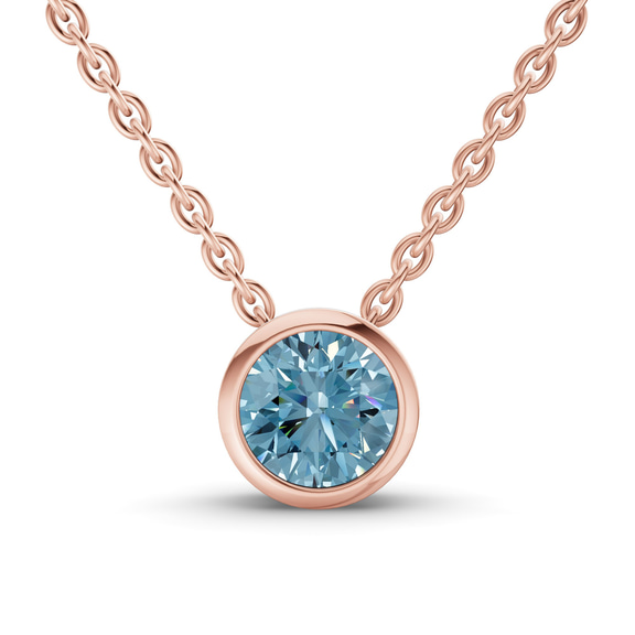 9ct Rose Gold Agustina Round Bezel Lab Diamond Solitaire Necklace (3 Ct. Tw.) front image