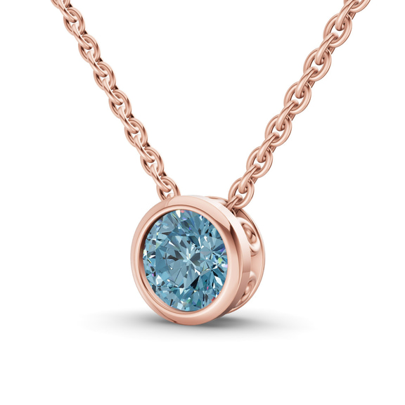9ct Rose Gold Agustina Round Bezel Lab Diamond Solitaire Necklace (3 Ct. Tw.) standing product image one