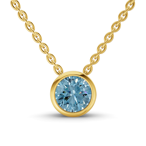 9ct Yellow Gold Agustina Round Bezel Lab Diamond Solitaire Necklace (3 Ct. Tw.) front image