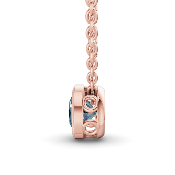 9ct Rose Gold Agustina Round Bezel Lab Diamond Solitaire Necklace (1/2 Ct. Tw.) side right image one