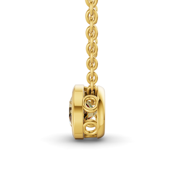 9ct Yellow Gold Agustina Round Bezel Lab Diamond Solitaire Necklace (1/2 Ct. Tw.) side right image one