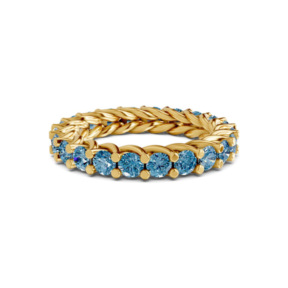 14ct Yellow Gold Meadow Round Crisscross Lab Diamond Eternity Ring (7 Ct. Tw.) front image