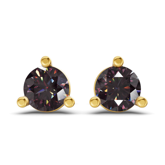 9ct Yellow Gold Three Prong Martini Round Lab Diamond Stud Earrings (1 Ct. Tw.) front image