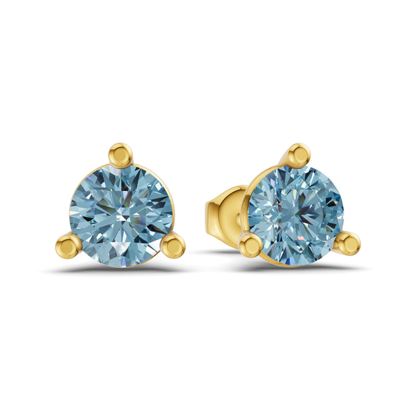14ct Yellow Gold Three Prong Martini Round Lab Diamond Stud Earrings (8 Ct. Tw.) side right image one