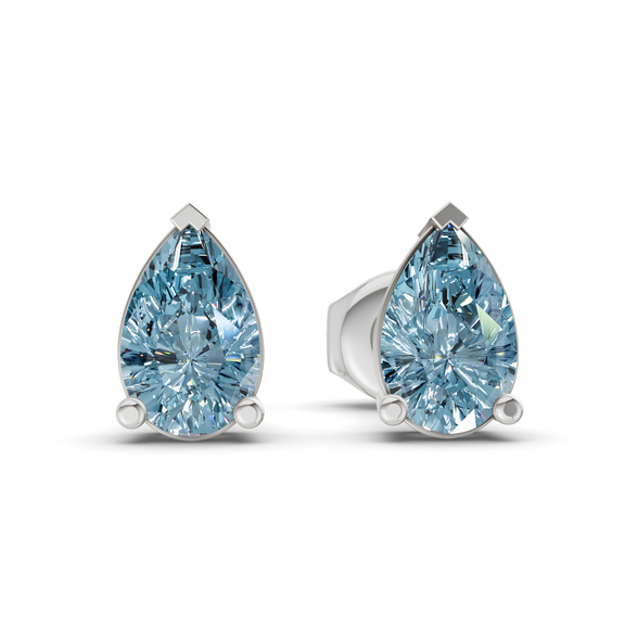 9ct White Gold Three Prong Pear Lab Diamond Stud Earrings (1 Ct. Tw.) side right image one