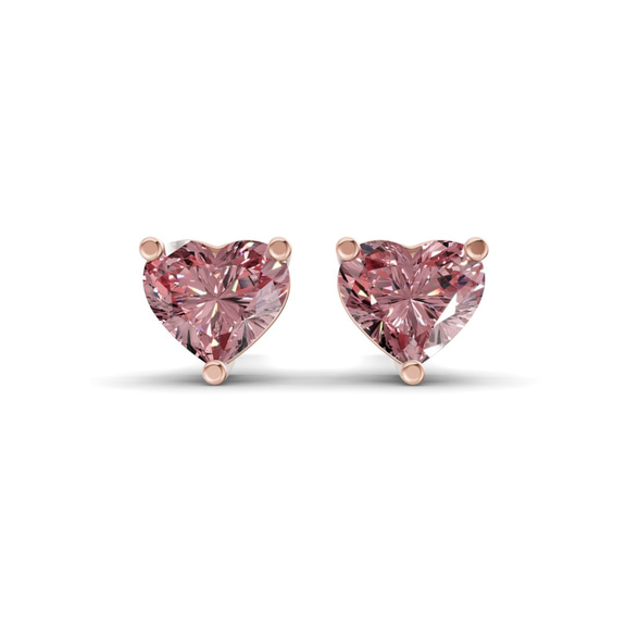 9ct Rose Gold Three Prong Heart Lab Diamond Stud Earrings (1 Ct. Tw.) front image