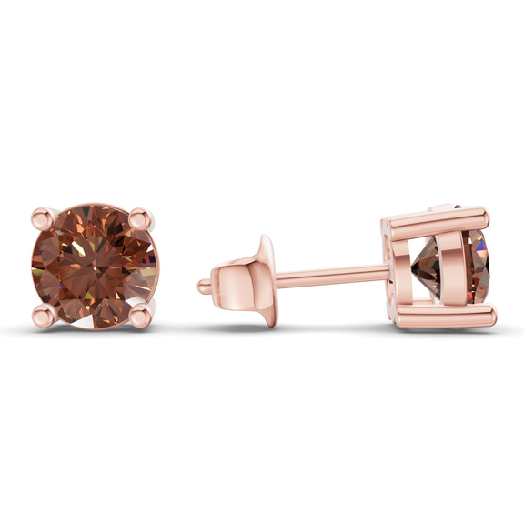 14ct Rose Gold Four Prong Round Lab Diamond Stud Earrings (3 Ct. Tw.) standing product image one