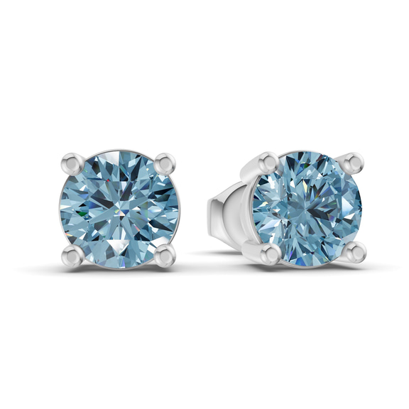 Platinum Four Prong Round Lab Diamond Stud Earrings (6 Ct. Tw.) side right image one