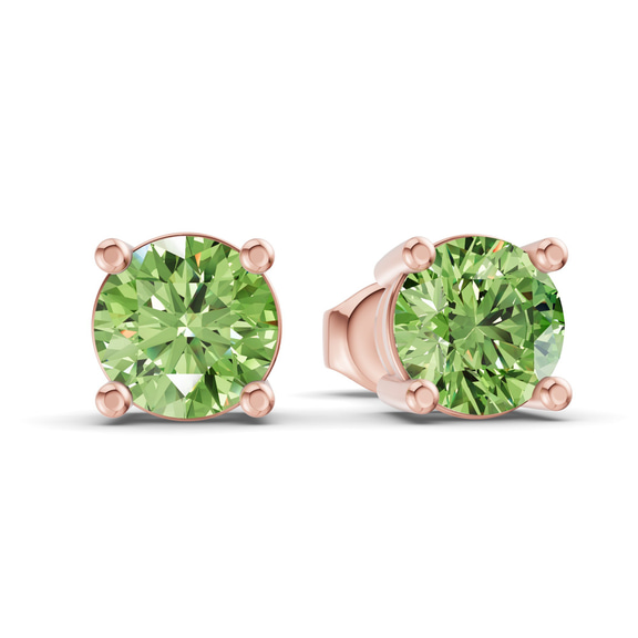 9ct Rose Gold Four Prong Round Lab Diamond Stud Earrings (1 Ct. Tw.) side right image one