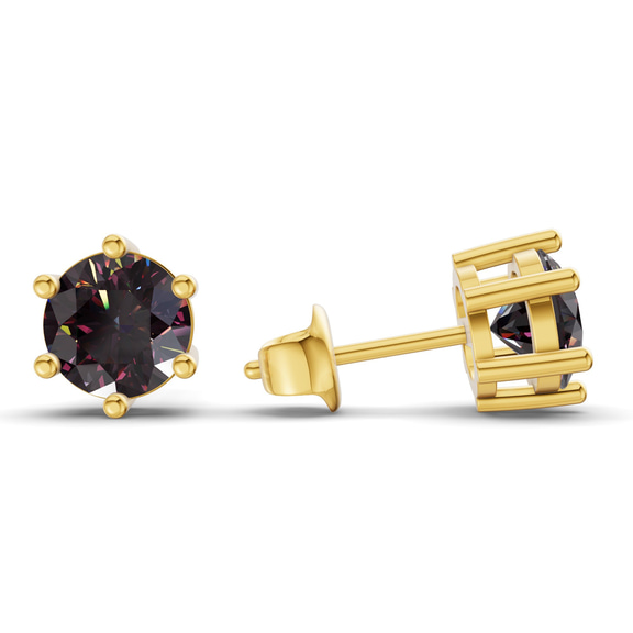 14kt Yellow Gold Six Prong Round Lab Diamond Stud Earrings (1 Ct. Tw.) standing product image one