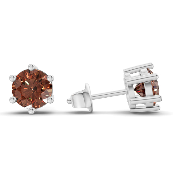 Platinum Six Prong Round Lab Diamond Stud Earrings (4 Ct. Tw.) standing product image one