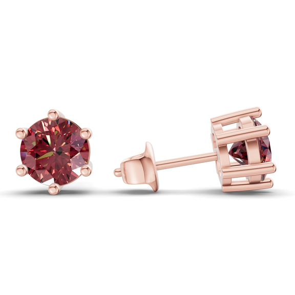 10kt Rose Gold Six Prong Round Lab Diamond Stud Earrings (4 Ct. Tw.) standing product image one