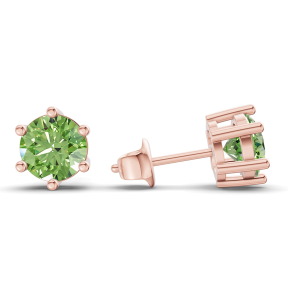 10kt Rose Gold Six Prong Round Lab Diamond Stud Earrings (2 Ct. Tw.) standing product image one