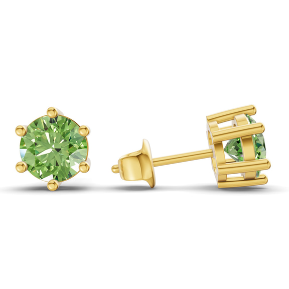 10kt Yellow Gold Six Prong Round Lab Diamond Stud Earrings (1 Ct. Tw.) standing product image one