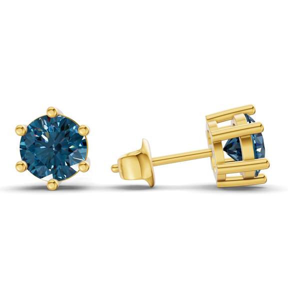 14kt Yellow Gold Six Prong Round Lab Diamond Stud Earrings (8 Ct. Tw.) standing product image one