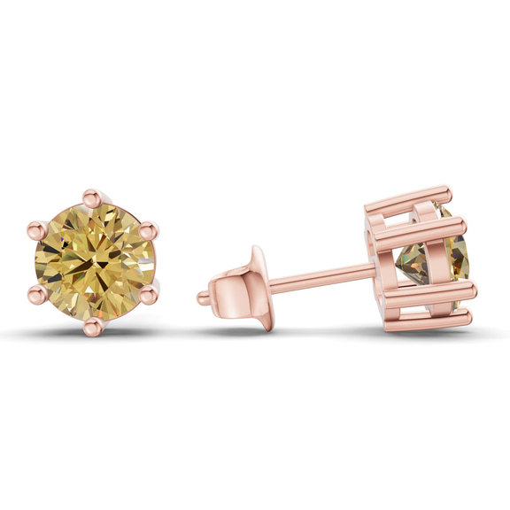 10kt Rose Gold Six Prong Round Lab Diamond Stud Earrings (1 Ct. Tw.) standing product image one
