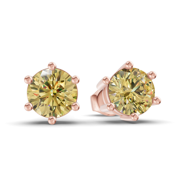 10kt Rose Gold Six Prong Round Lab Diamond Stud Earrings (1 Ct. Tw.) side right image one