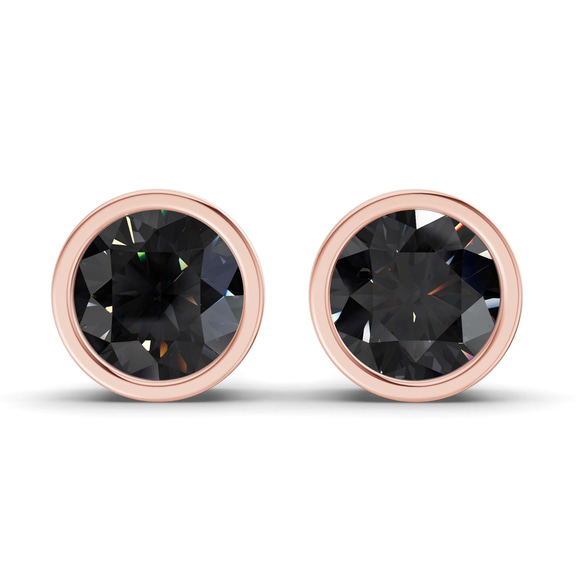 14kt Rose Gold Classic Bezel Round Lab Diamond Stud Earrings (1 Ct. Tw.) front image