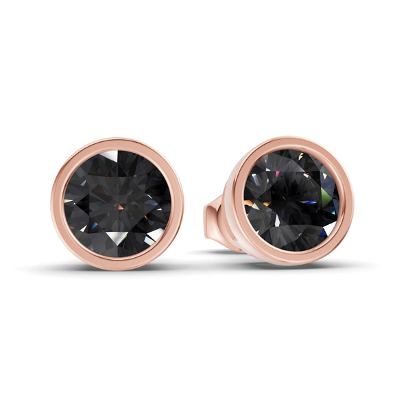 14kt Rose Gold Classic Bezel Round Lab Diamond Stud Earrings (1 Ct. Tw.) side right image one