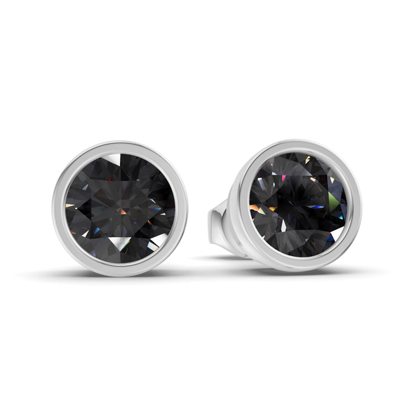 10kt White Gold Classic Bezel Round Lab Diamond Stud Earrings (1 Ct. Tw.) side right image one