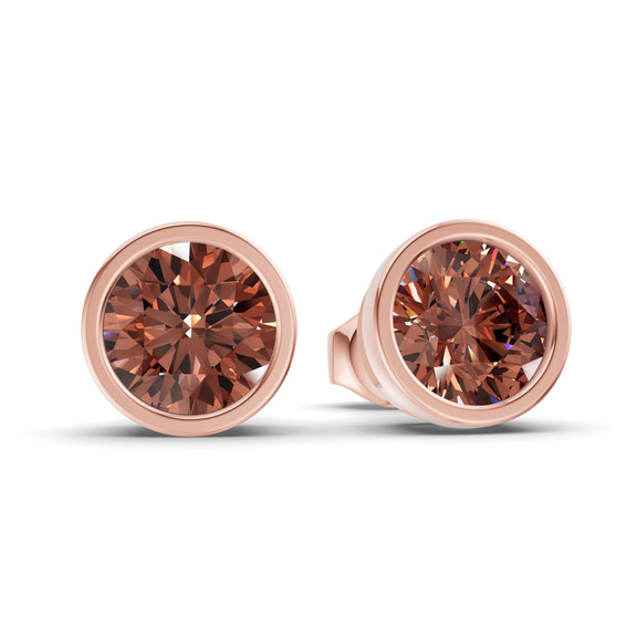 14kt Rose Gold Classic Bezel Round Lab Diamond Stud Earrings (1 Ct. Tw.) side right image one