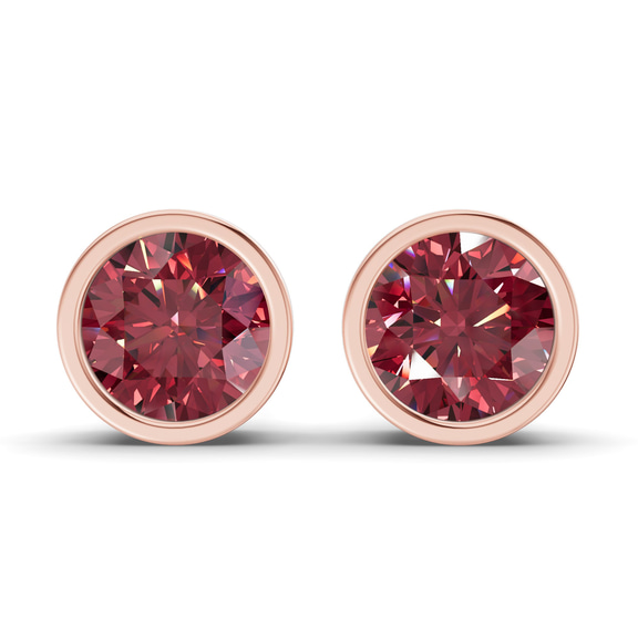 10kt Rose Gold Classic Bezel Round Lab Diamond Stud Earrings (1 Ct. Tw.) front image
