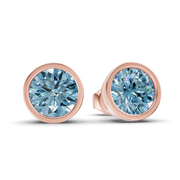 10kt Rose Gold Classic Bezel Round Lab Diamond Stud Earrings (1 Ct. Tw.) side right image one