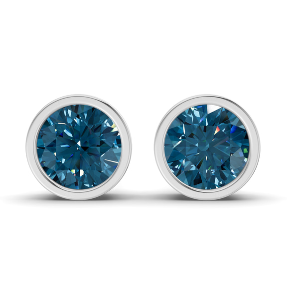10kt White Gold Classic Bezel Round Lab Diamond Stud Earrings (1 Ct. Tw.) front image