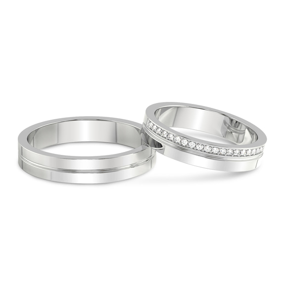 Platinum Amour Couple Rings (1/8 Ct. Tw.) front image