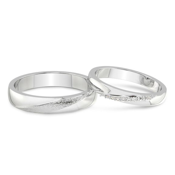 14kt White Gold Love Bond Couple Rings (1/20 Ct. Tw.) front image