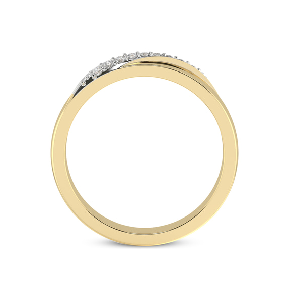 10kt Yellow Gold Love Bond Couple Rings (1/20 Ct. Tw.) her right