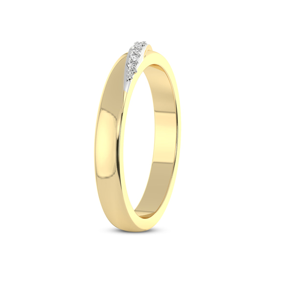 10kt Yellow Gold Love Bond Couple Rings (1/20 Ct. Tw.) her left