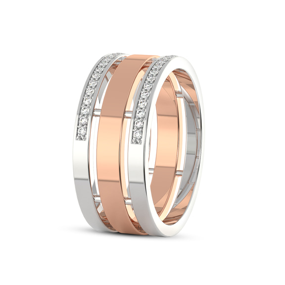 14kt Rose Gold Unfading Love Couple Rings (1/4 Ct. Tw.) her left