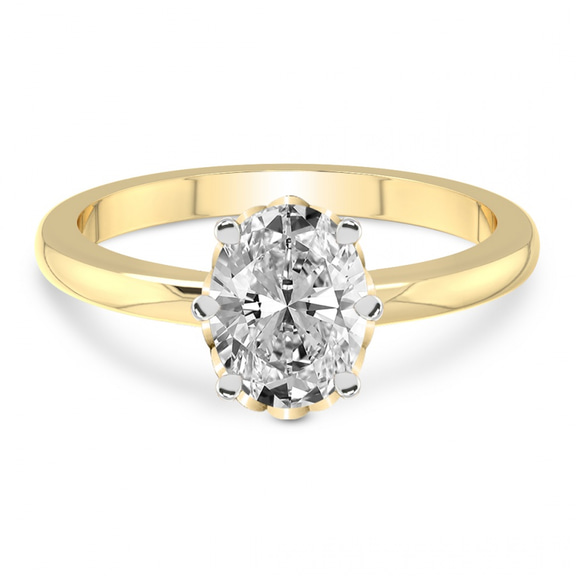 1.00 Ct Oval Cut Malissa Solitaire Lab Diamond Ring in 18kt Yellow Gold front image