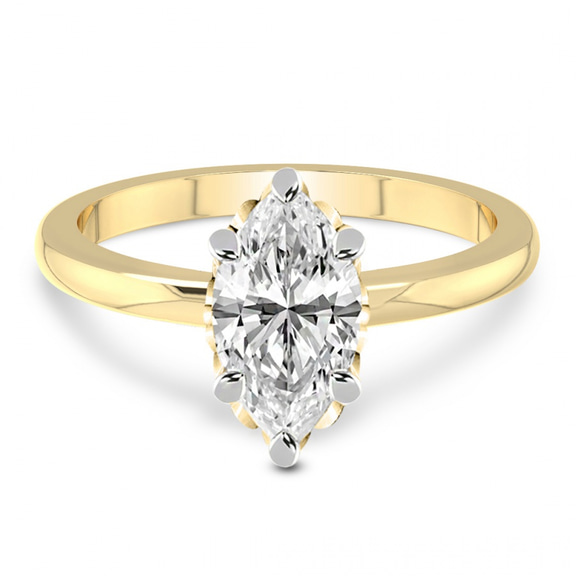 4.16 Ct MARQUISE Cut Malissa Solitaire Lab Diamond Ring in 14kt Yellow Gold front image