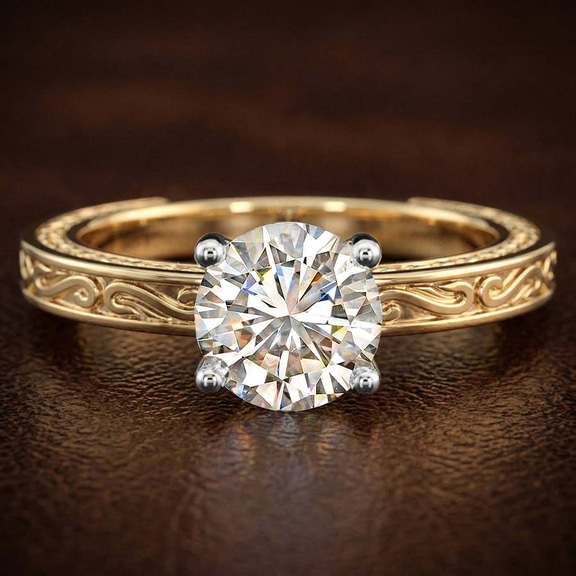 18ct White Gold Ivory Vintage Solitaire Lab Diamond Ring color product image one