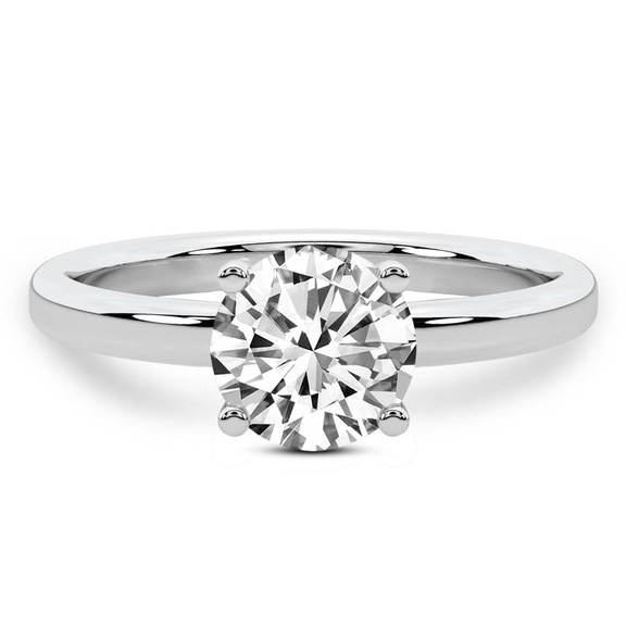 1.35 Ct Round Cut Four Prong Solitaire 2mm Lab Diamond Ring in 14kt White Gold front image