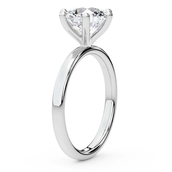2.02 Ct Round Cut Six Prong Solitaire 2mm Lab Diamond Ring in 14kt White Gold left