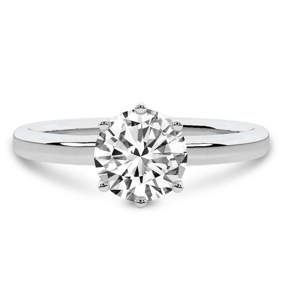 2.02 Ct Round Cut Six Prong Solitaire 2mm Lab Diamond Ring in 14kt White Gold front image