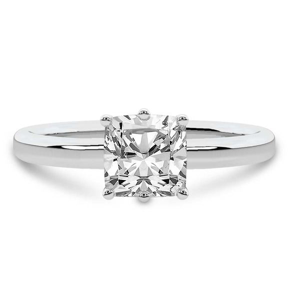 11.40 Ct Cushion Cut Six Prong Solitaire 2mm Lab Diamond Ring in 14kt White Gold front image