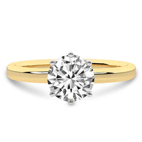 3.03 Ct Round Cut Six Prong Solitaire 2mm Lab Diamond Ring in 14kt Yellow Gold front image