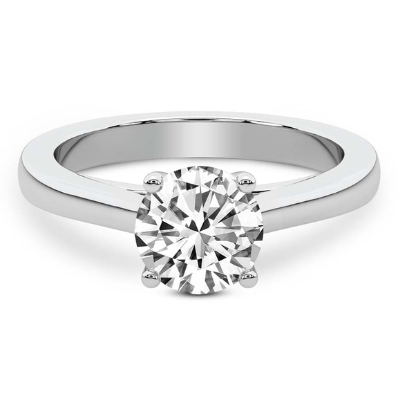 2.13 Ct Round Cut Teagan Solitaire 2mm Lab Diamond Ring in 14kt White Gold front image