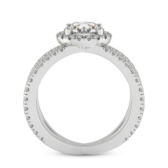 4.00 Ct Cushion Cut Electra Criss Cross Halo Lab Diamond Ring in 14kt White Gold right