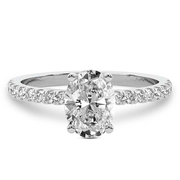 1.78 Ct Oval Cut Venetia Half Eternity Lab Diamond Ring in 18kt White Gold front image