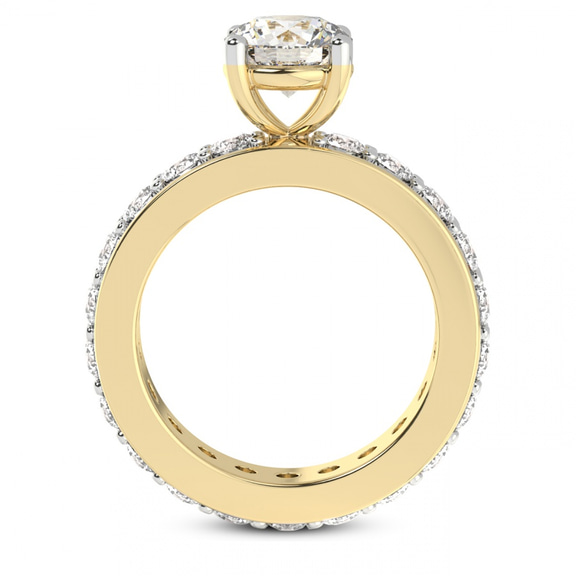 3.94 Ct Cushion Cut Madeline Full Eternity Lab Diamond Ring in 18kt Yellow Gold right