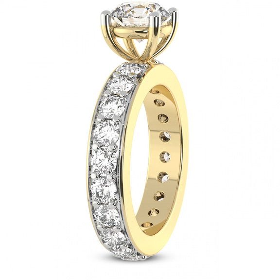 3.94 Ct Cushion Cut Madeline Full Eternity Lab Diamond Ring in 18kt Yellow Gold left