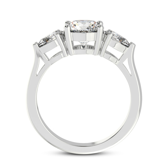 2.51 Ct Oval Cut Della Three stone Side Pear Lab Diamond Ring in 14kt White Gold right
